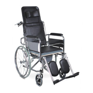 Reclining commode wheelchair